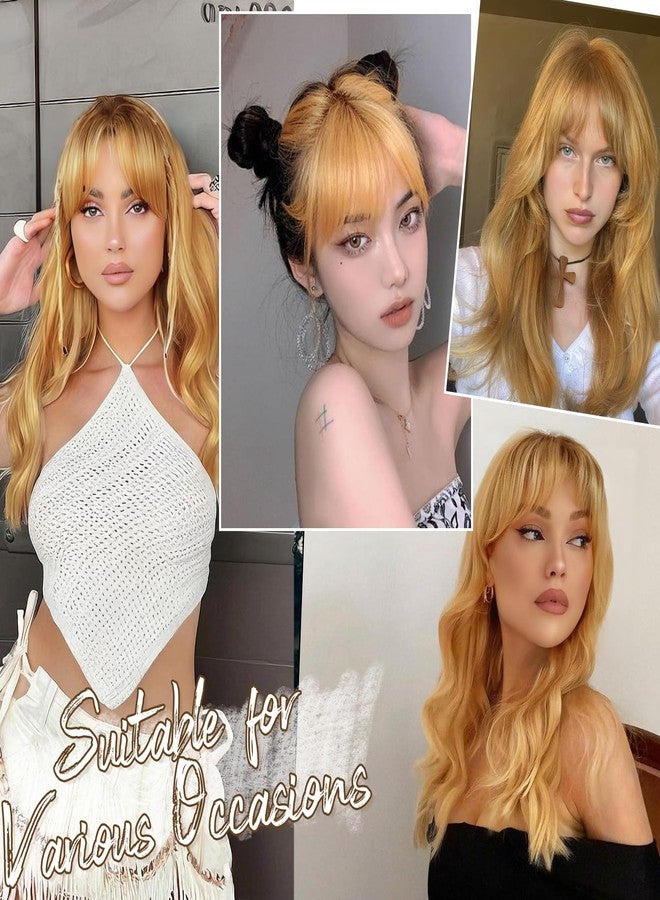 BARSDAR Real Human Hair Clip in Bangs - Blonde Human Hair Clip in Bangs for Women - Golden Blonde Thick Bangs Extensions Fringe with Temples Dyeable Real Hair Bangs Hairpieces - Dark Golden Blond - Image 4